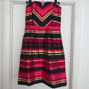 Vineyard Vines Metallic Striped Strapless Dress